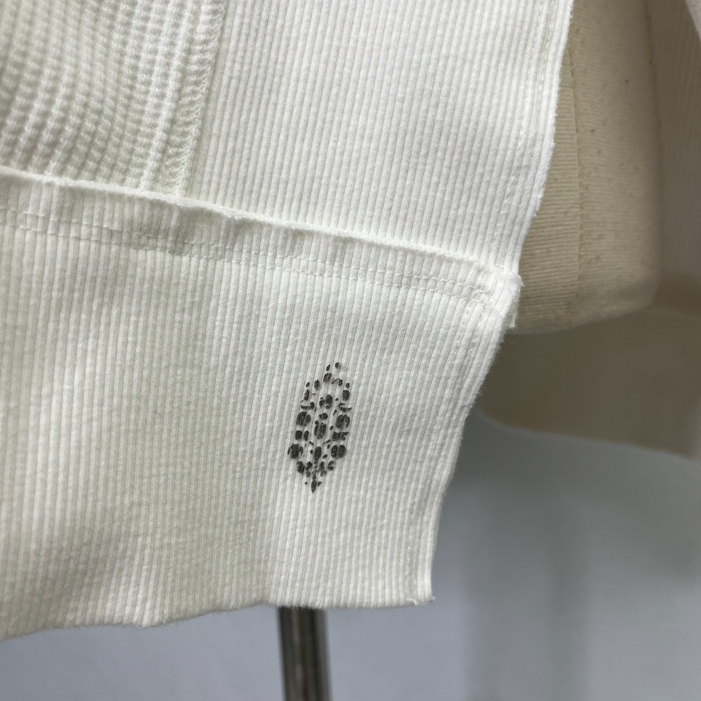 Free People Movement White Thermal Waffle Knit Hoodie Sz M Athleisure Beach - Picture 7 of 10